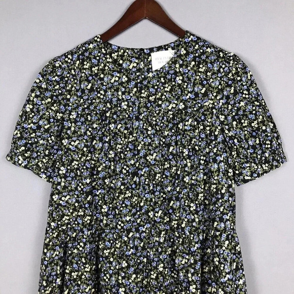 Tuckernuck Hyacinth House Quinn Dress Size XS Black Floral Short Sleeve Tiered - Picture 5 of 16